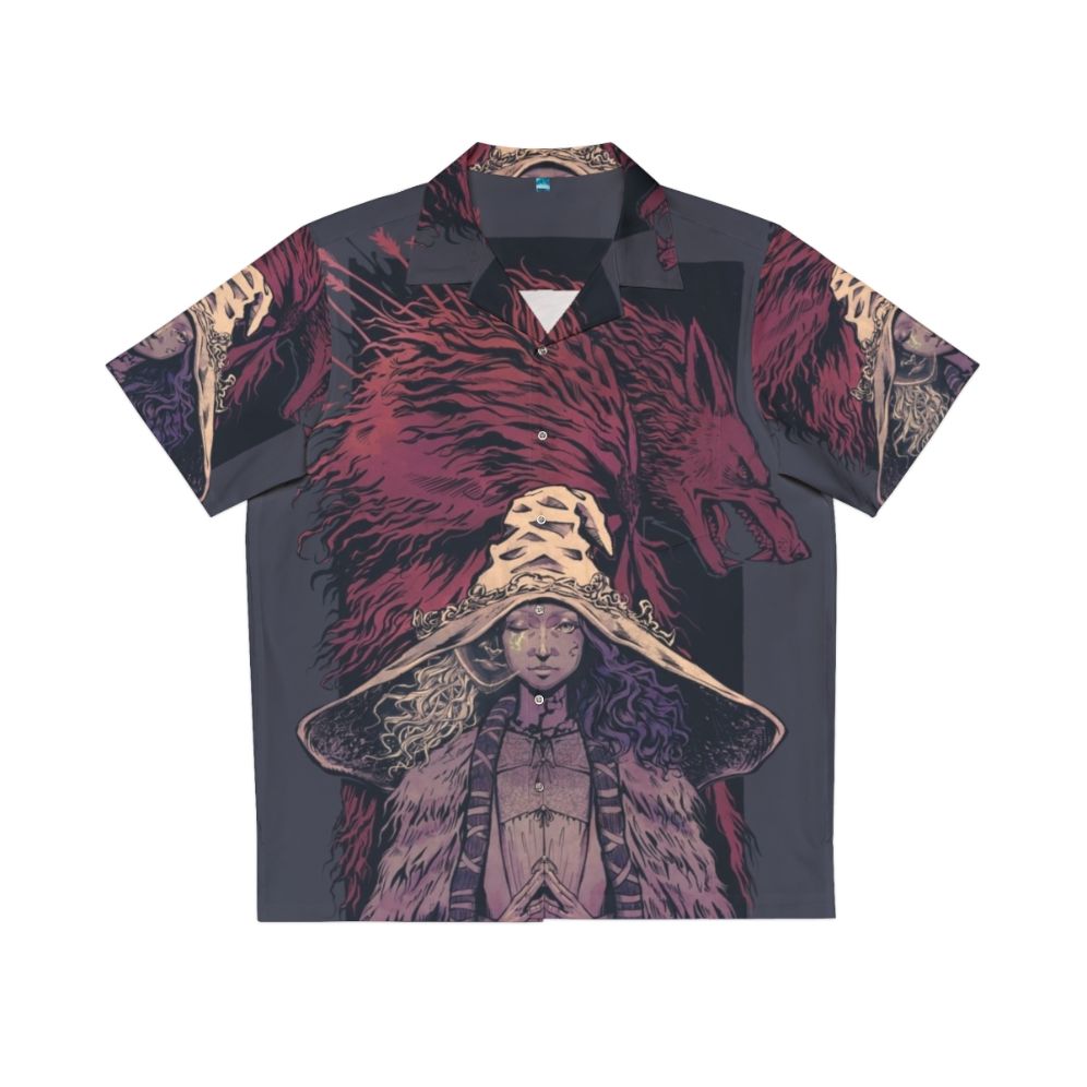 Elden Ring Ranni the Witch Blaidd Wolf Desaturated Hawaiian Shirt