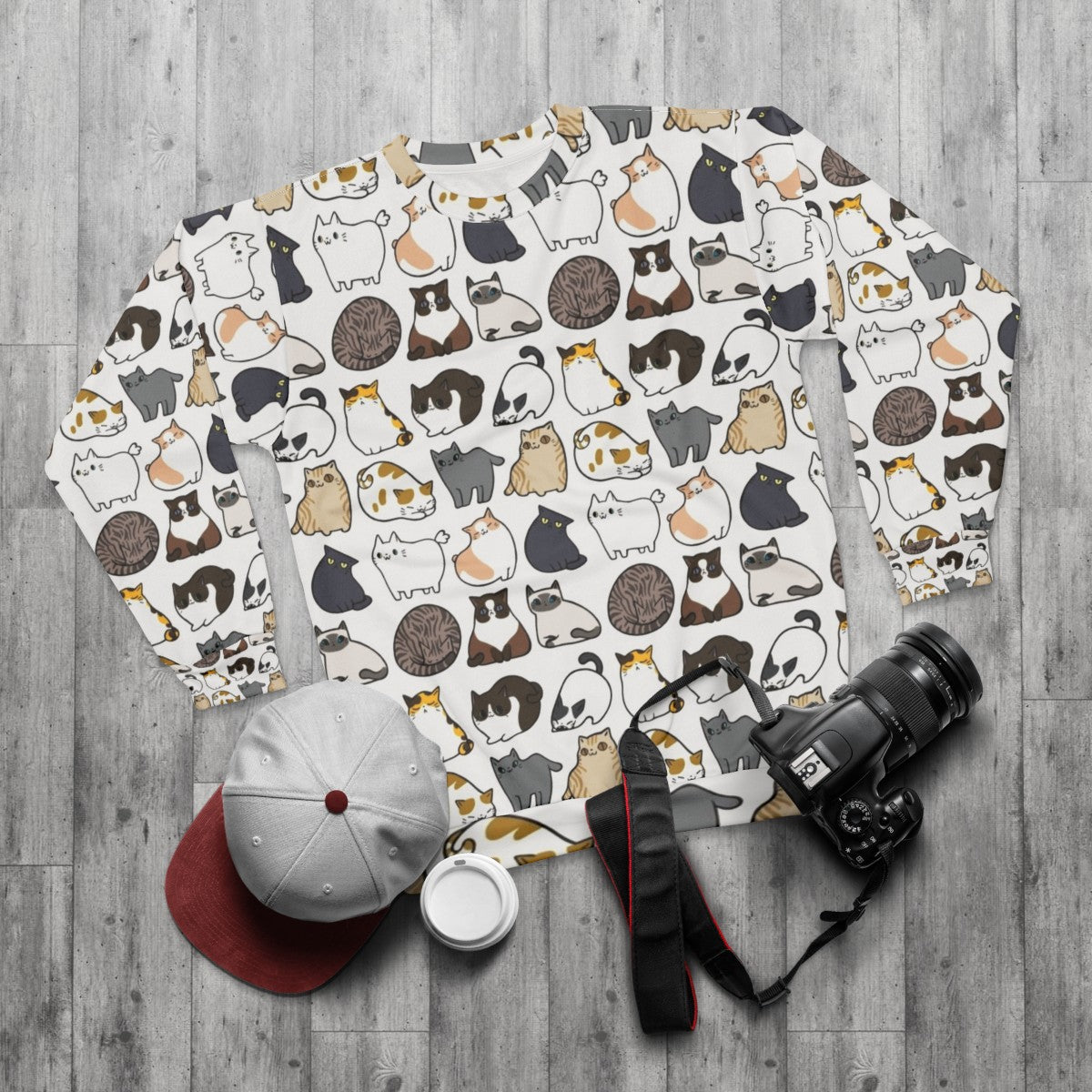 Cats Print Cozy Sweatshirt - flat lay