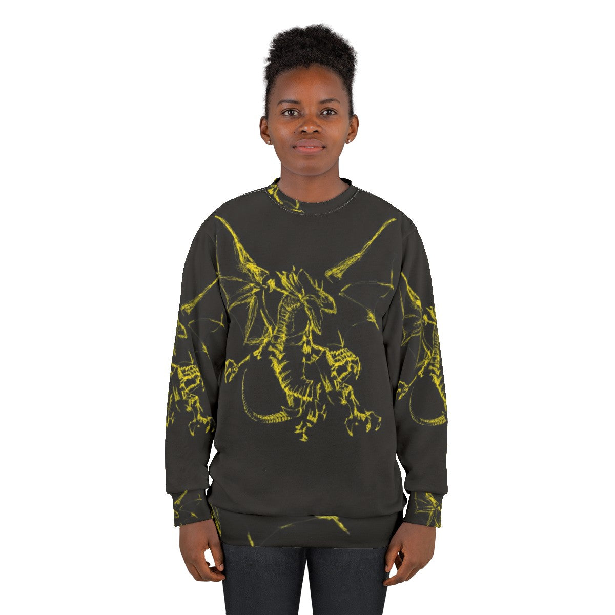 Mystic lightning dragon sweatshirt featuring a cool, unique design of a legendary animal - women