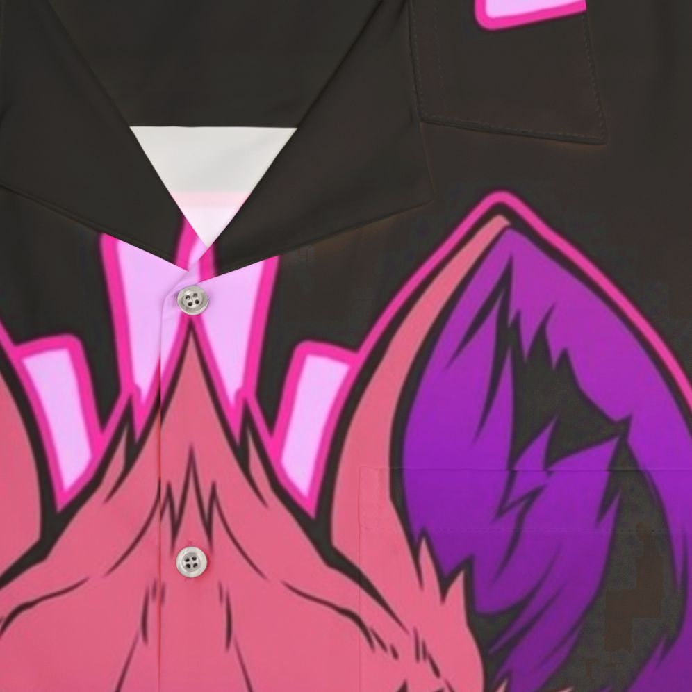 Gahaha Hyena Hawaiian Shirt - Cute Japanese Vaporwave Furry Fashion - Detail