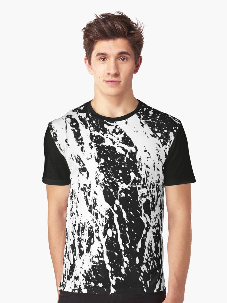 Black and white paint splatter graphic t-shirt - Men