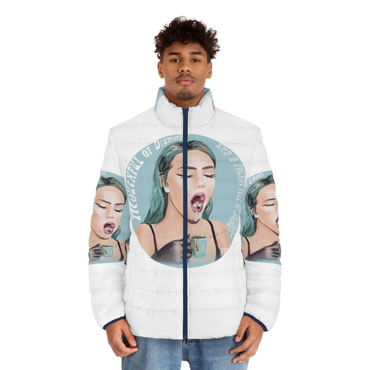 Phantogram "Mouthful of Diamonds" Puffer Jacket - Music-Inspired Artsy Streetwear - men front