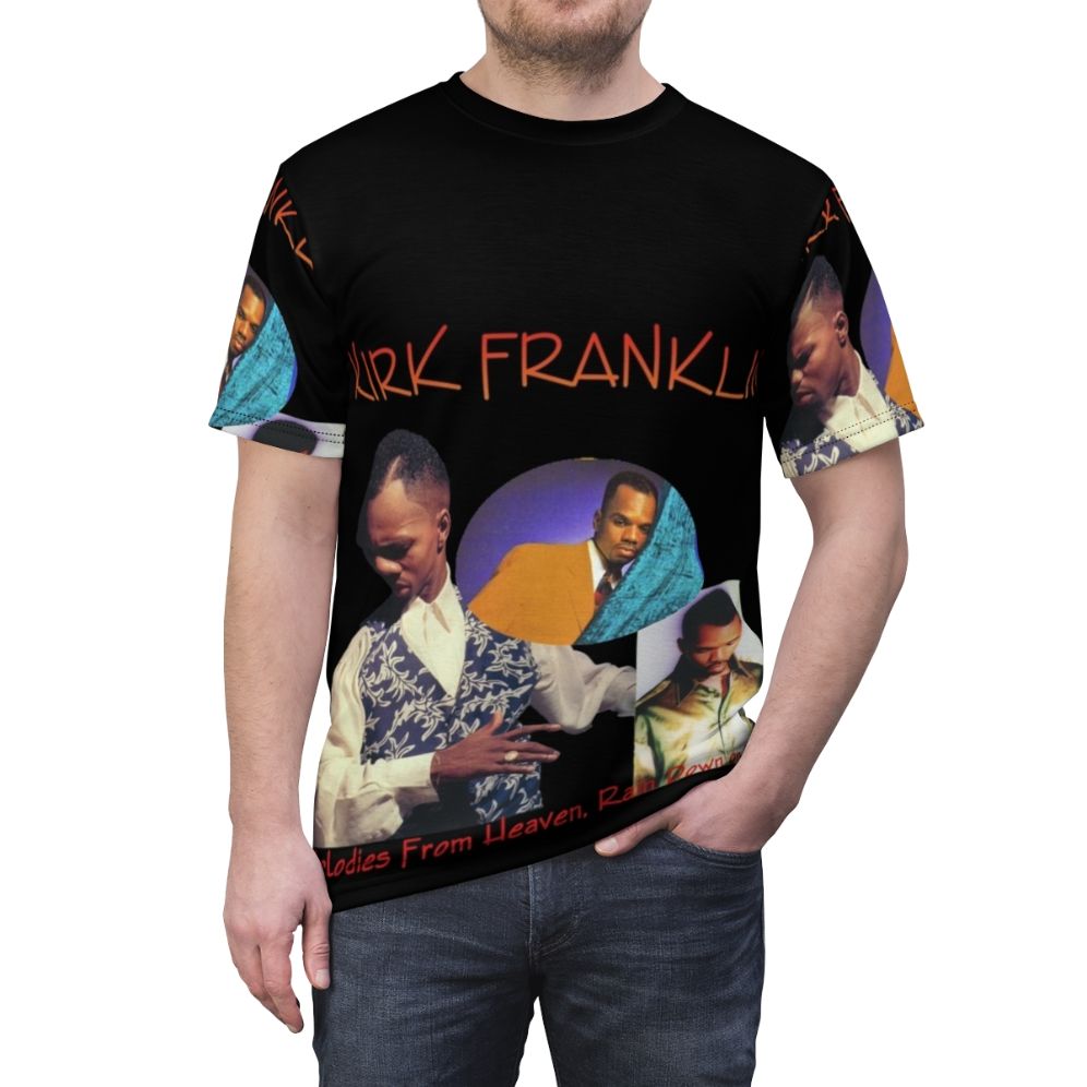 Inspirational music aesthetic t-shirt featuring a graphic design with 90s gospel music vibes - men front