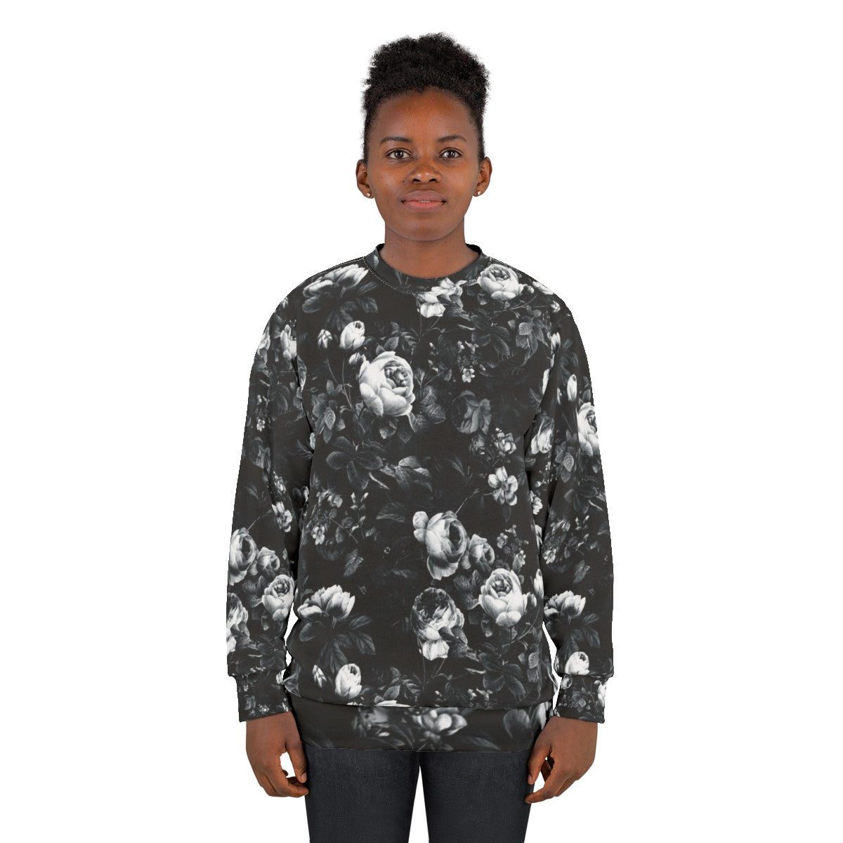 Roses Black and White Sweatshirt - women