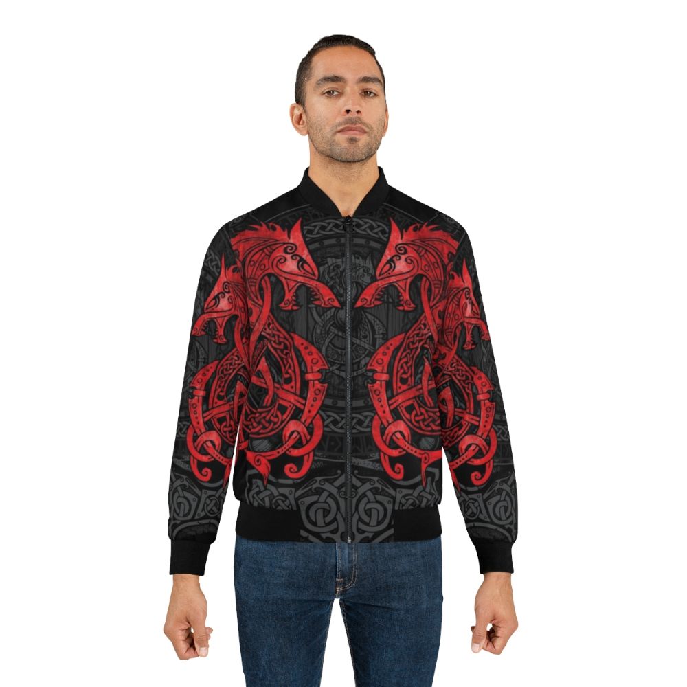 Norse Fenrir Bomber Jacket with Celtic and Viking inspired design - Lifestyle