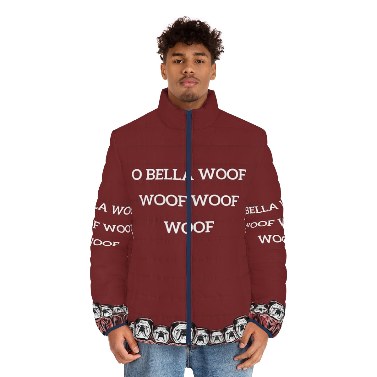 Money Heist Bulldog Aesthetic Puffer Jacket - men front