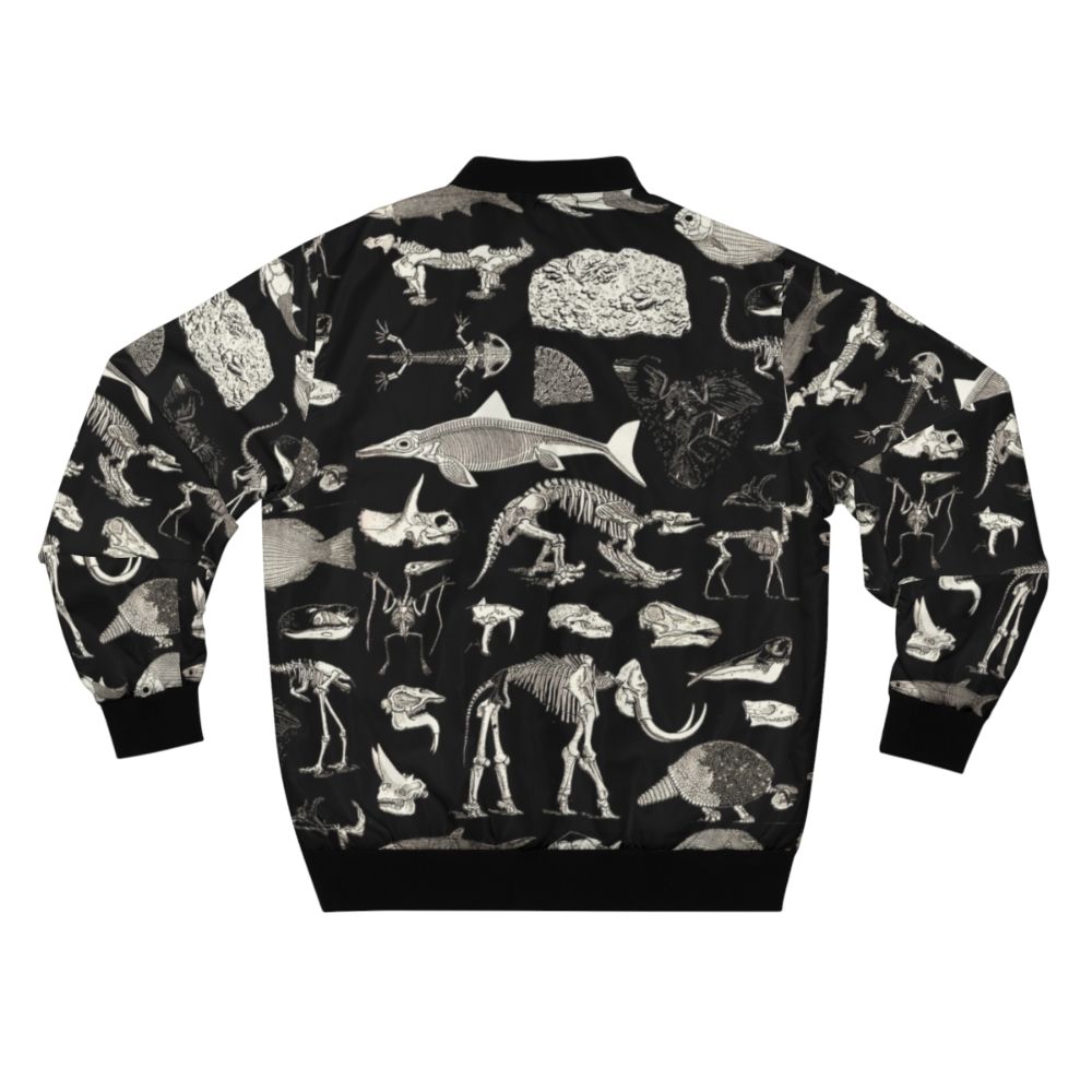 Paleontology Illustration Bomber Jacket featuring fossils, dinosaurs, and archaeological elements - Back