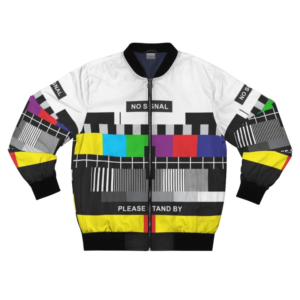 TV No Signal Bomber Jacket - Retro 80s telecommunications pattern design