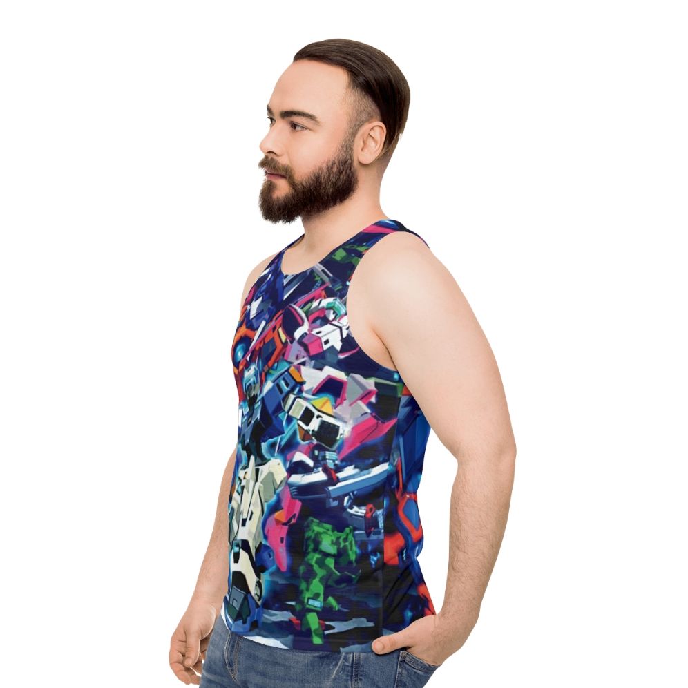 Virtual On Unisex Tank Top featuring cyber troopers and mecha design - men side