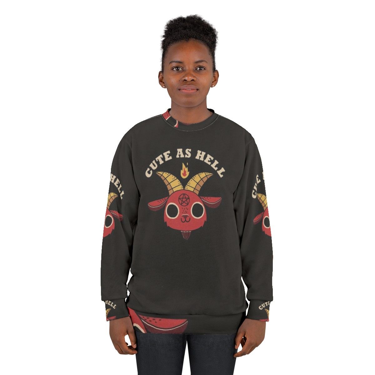 Cute As Hell Unisex Sweatshirt with Retro Demon Graphic - women