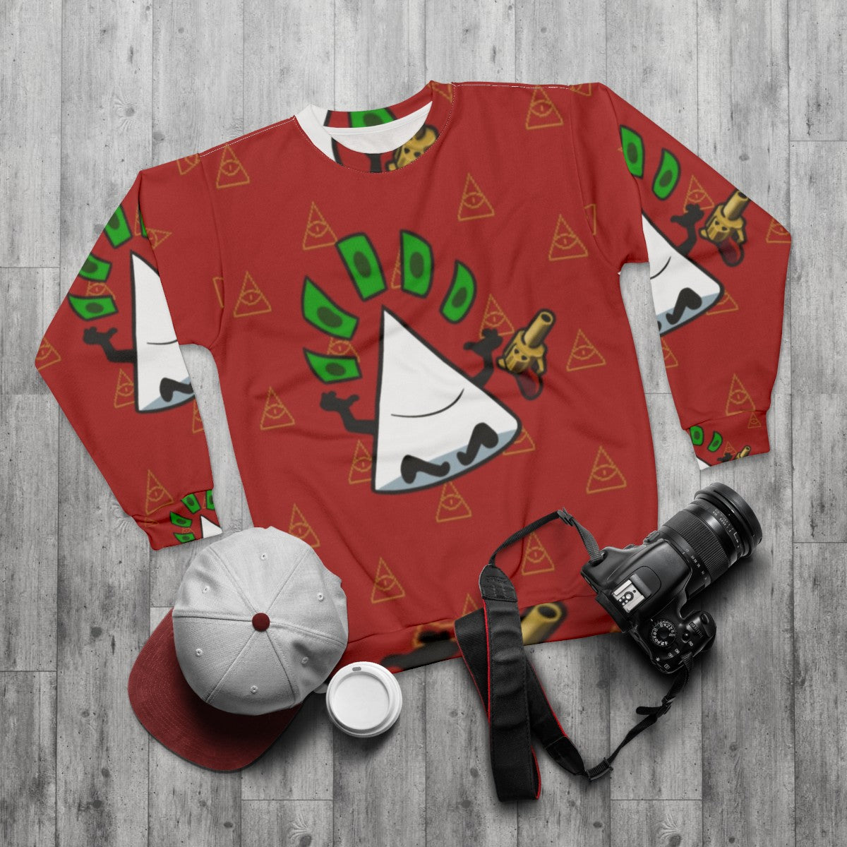 YV Sweatshirt featuring the character from the indie game Nuclear Throne - flat lay