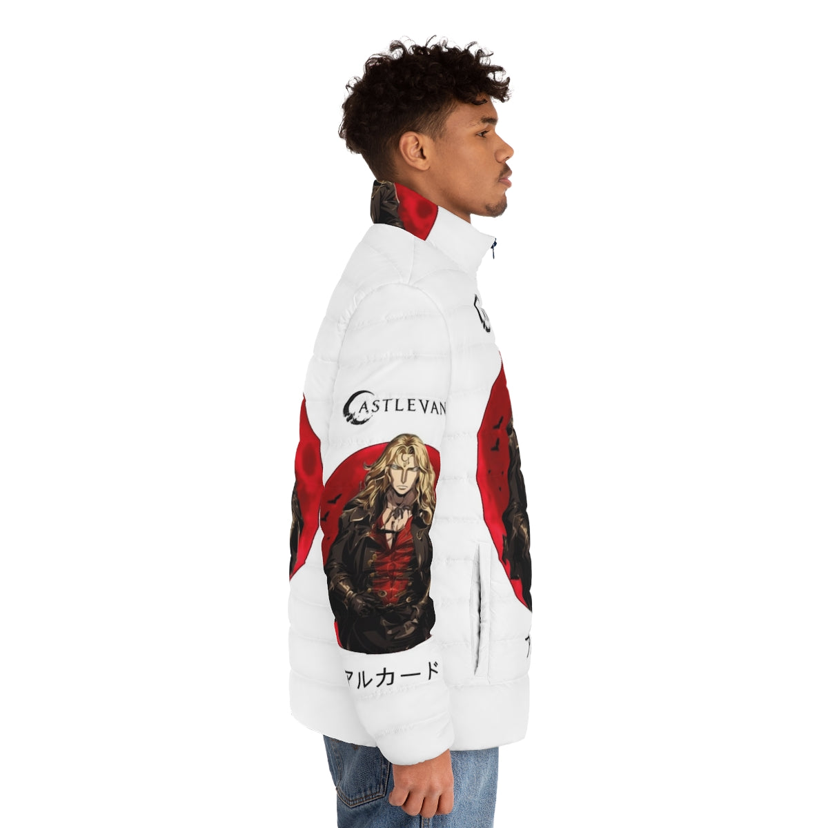 Castlevania Alucard Inspired Puffer Jacket with Netflix Vampire Design - men side right