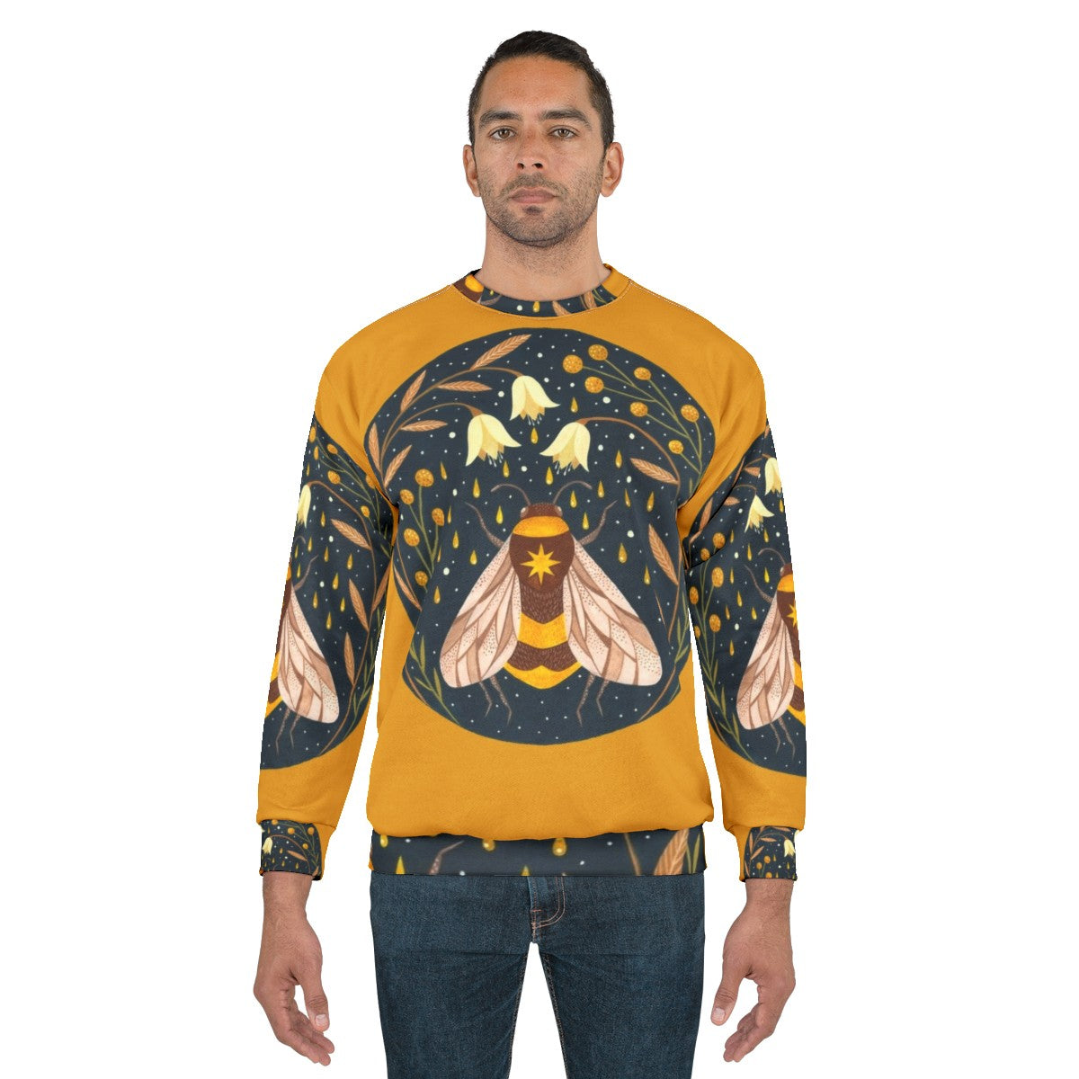 Gold Harvest Beekeeper Sweatshirt with Floral Motif - men