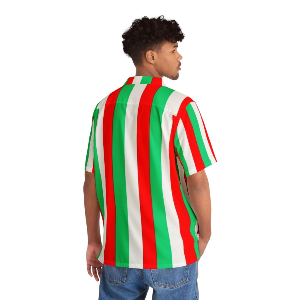 Red, green and white striped Hawaiian shirt - People Back