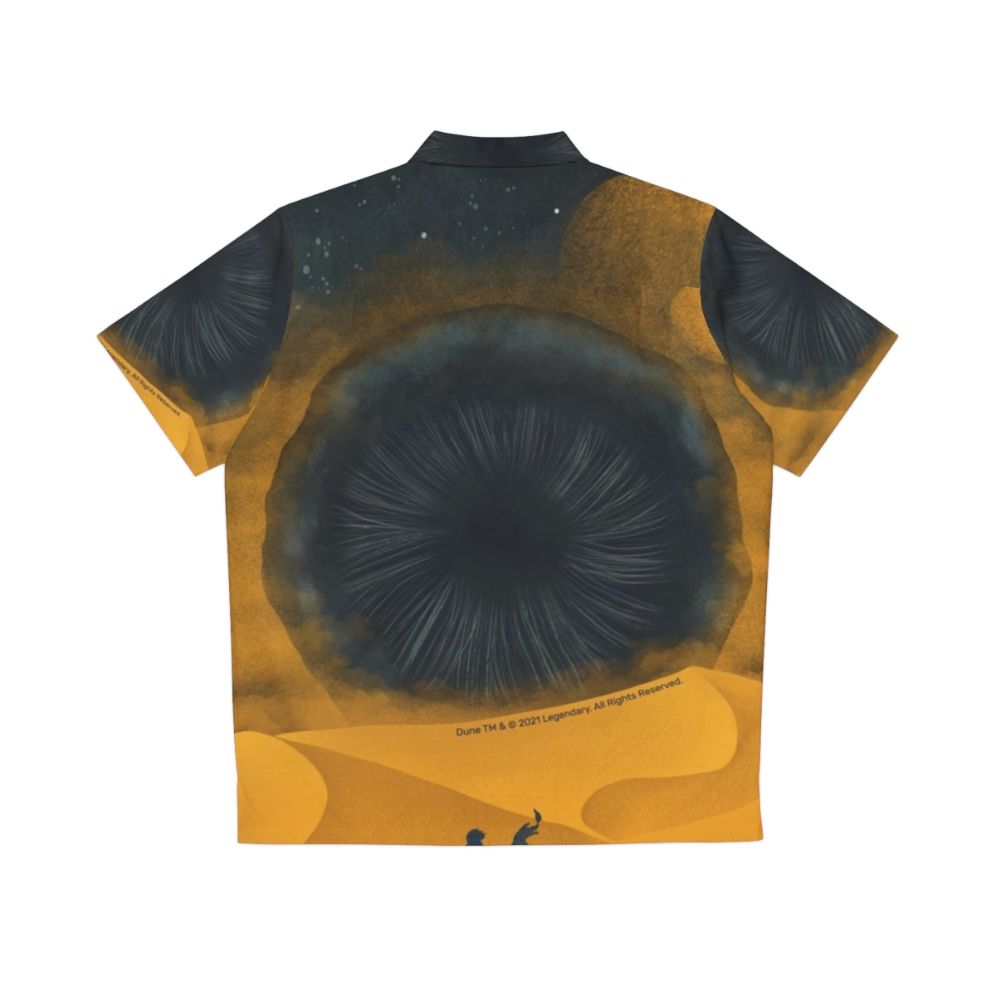 Dune 2020 Yellow Sand Hawaiian Shirt featuring the Great Shai Hulud - Back