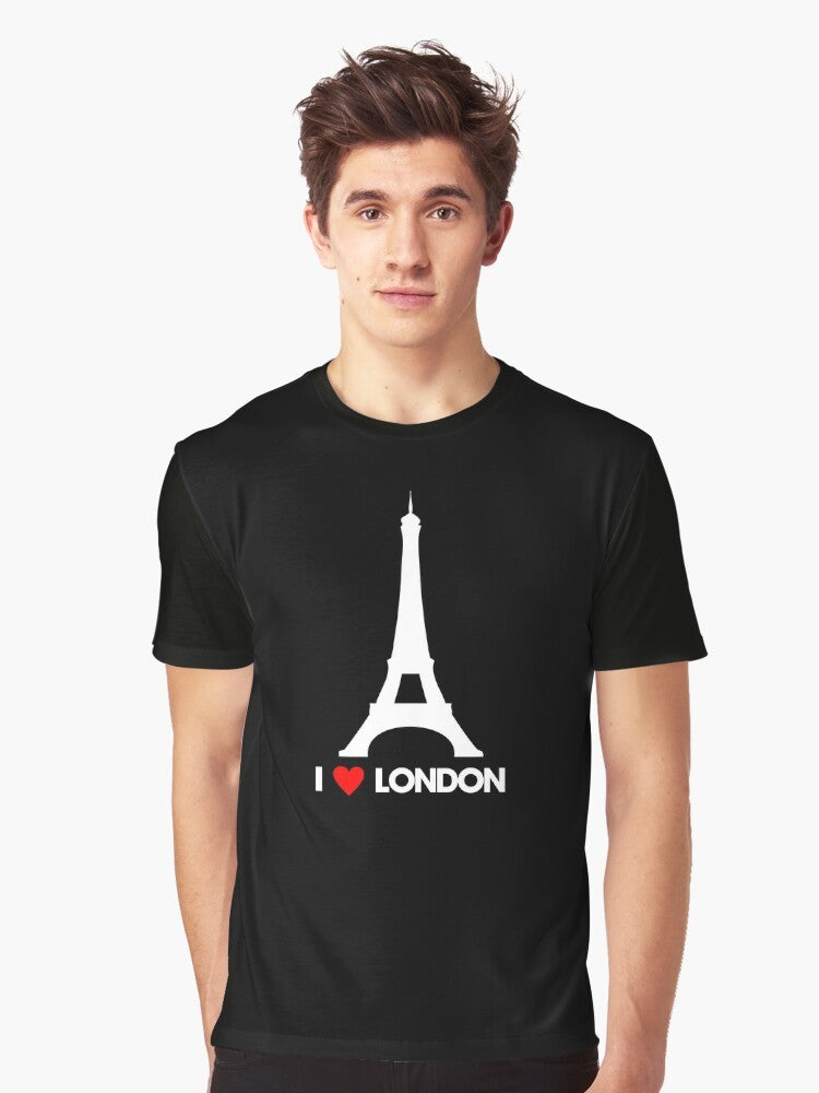 I Heart London Eiffel Tower - Joke T-Shirt Graphic Tee - Men