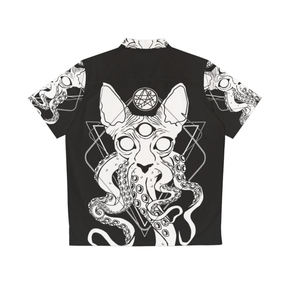 Sphynx cat wearing Cathulhu The Cosmic Tentacle Cat Hawaiian shirt - Back