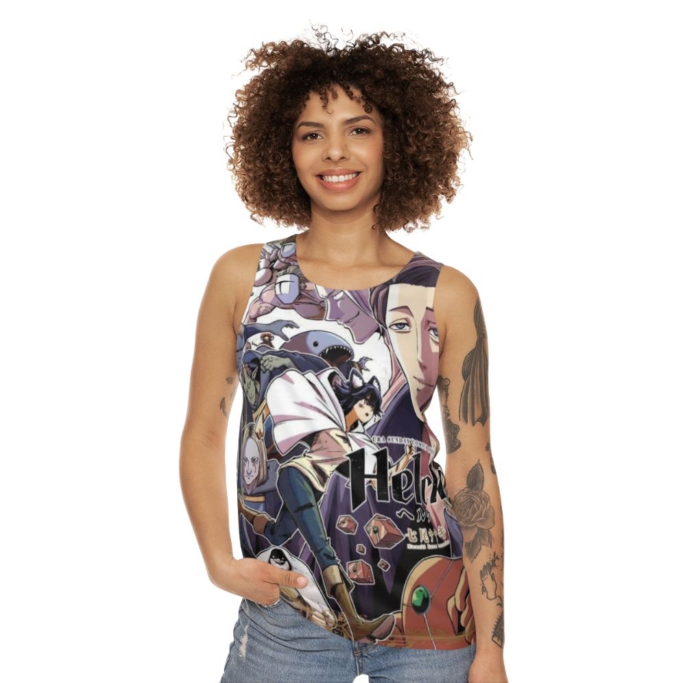 Helck Unisex Tank Top with Cute and Angry Anime Character Design - women