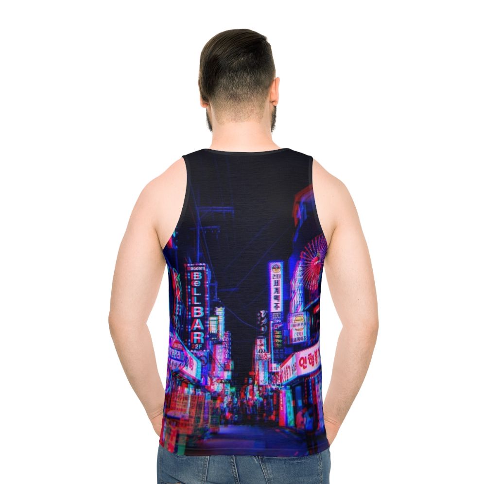 Unisex psychedelic neon nights tank top - men back