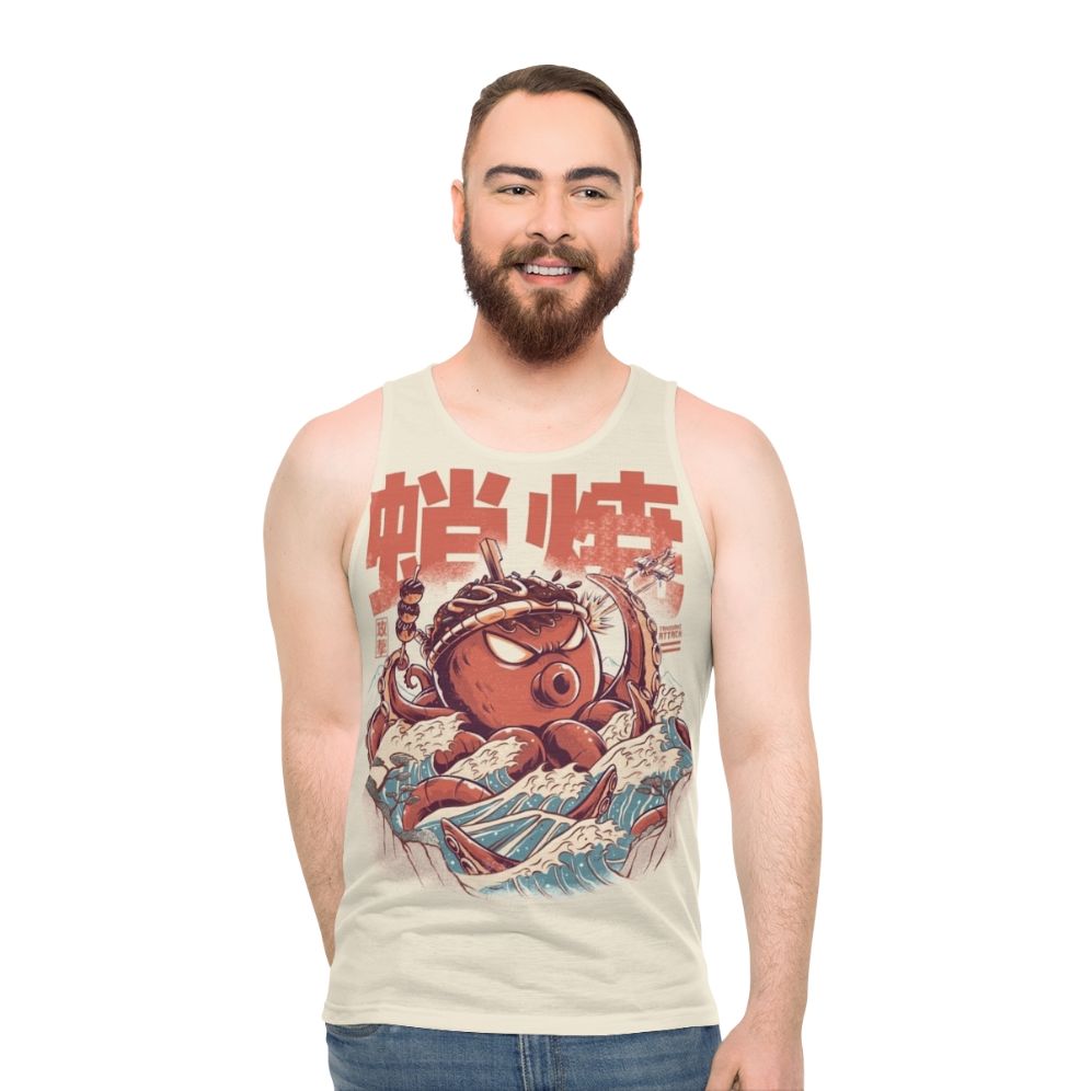 Vintage-style takoyaki monster attack graphic tank top - men