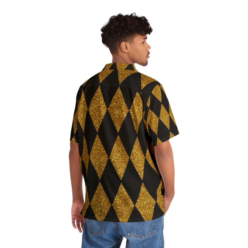 Black and gold harlequin pattern Hawaiian shirt - People Back