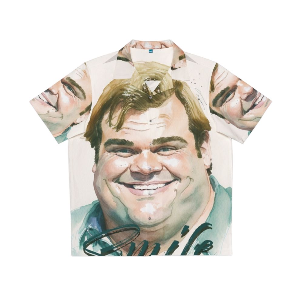 Watercolor Hawaiian Shirt with Chris Farley Inspired Design