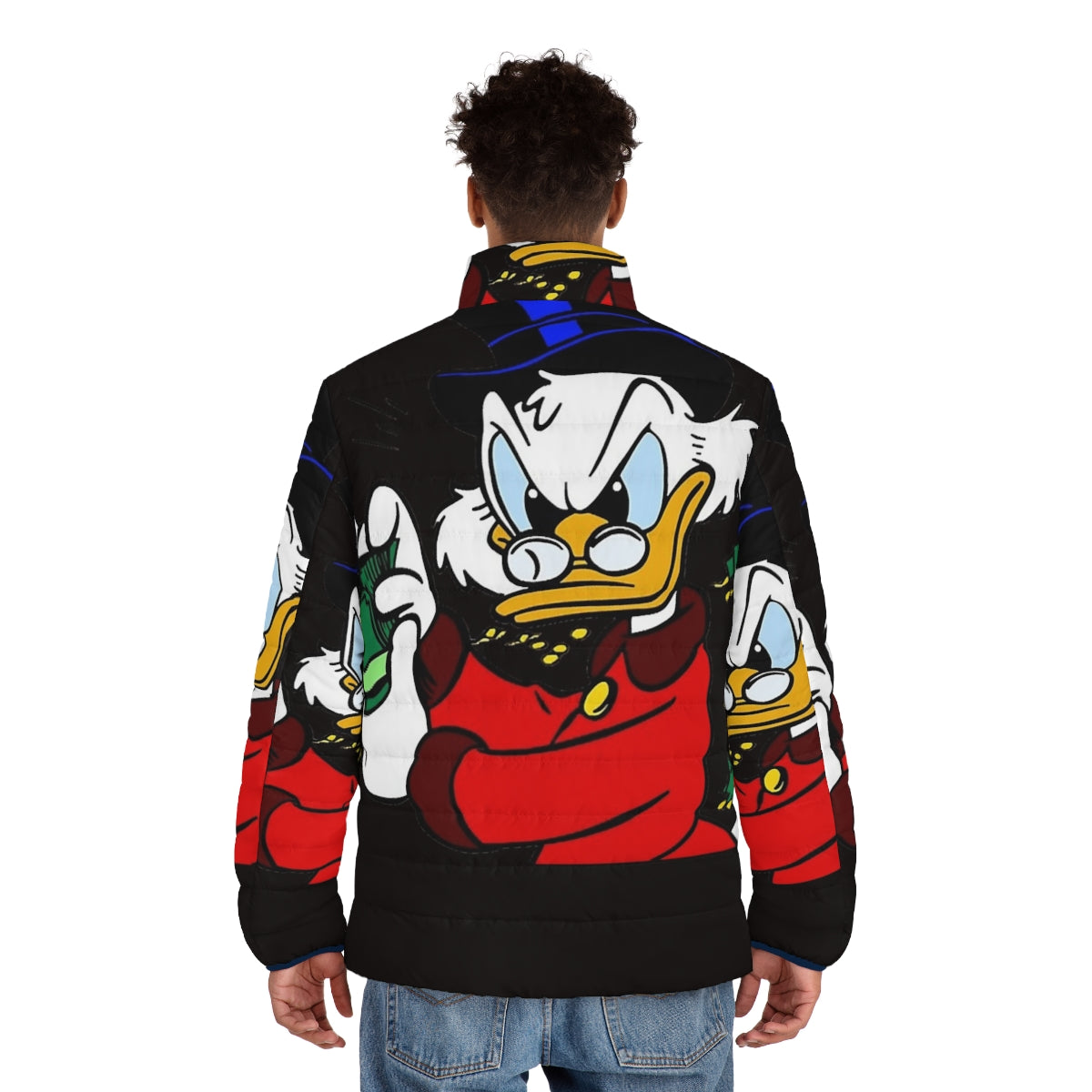 Scrooge McDuck puffer jacket with classic t-shirt design - men back