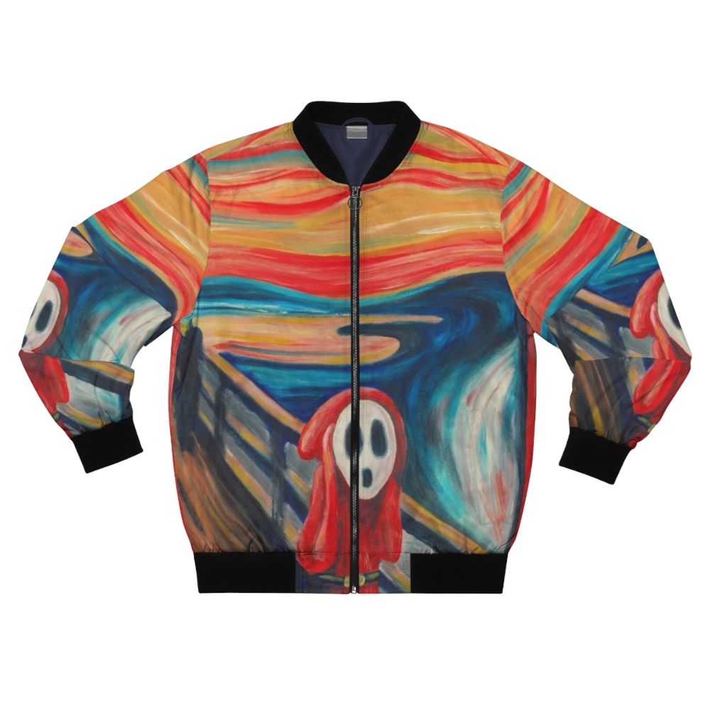 Bomber jacket featuring the iconic "The Scream" painting by Edvard Munch