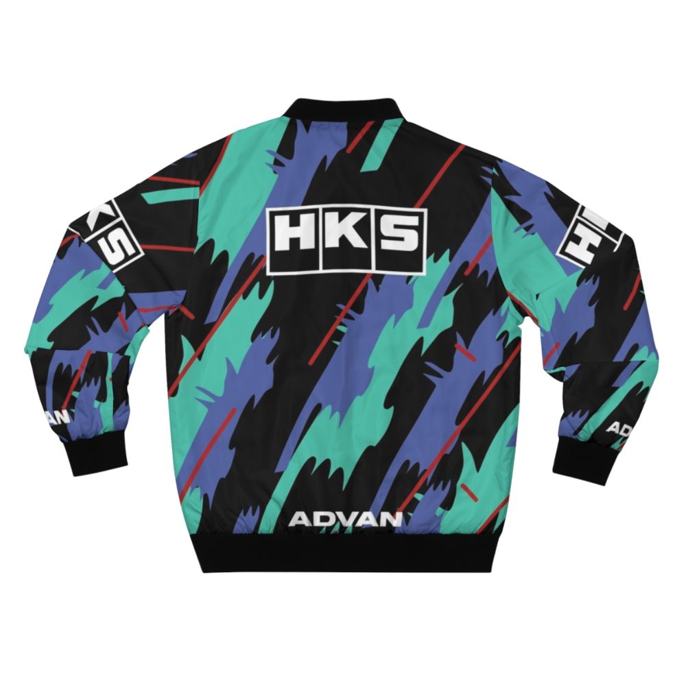 Retro HKS Oil Livery Bomber Jacket with JDM car graphics - Back