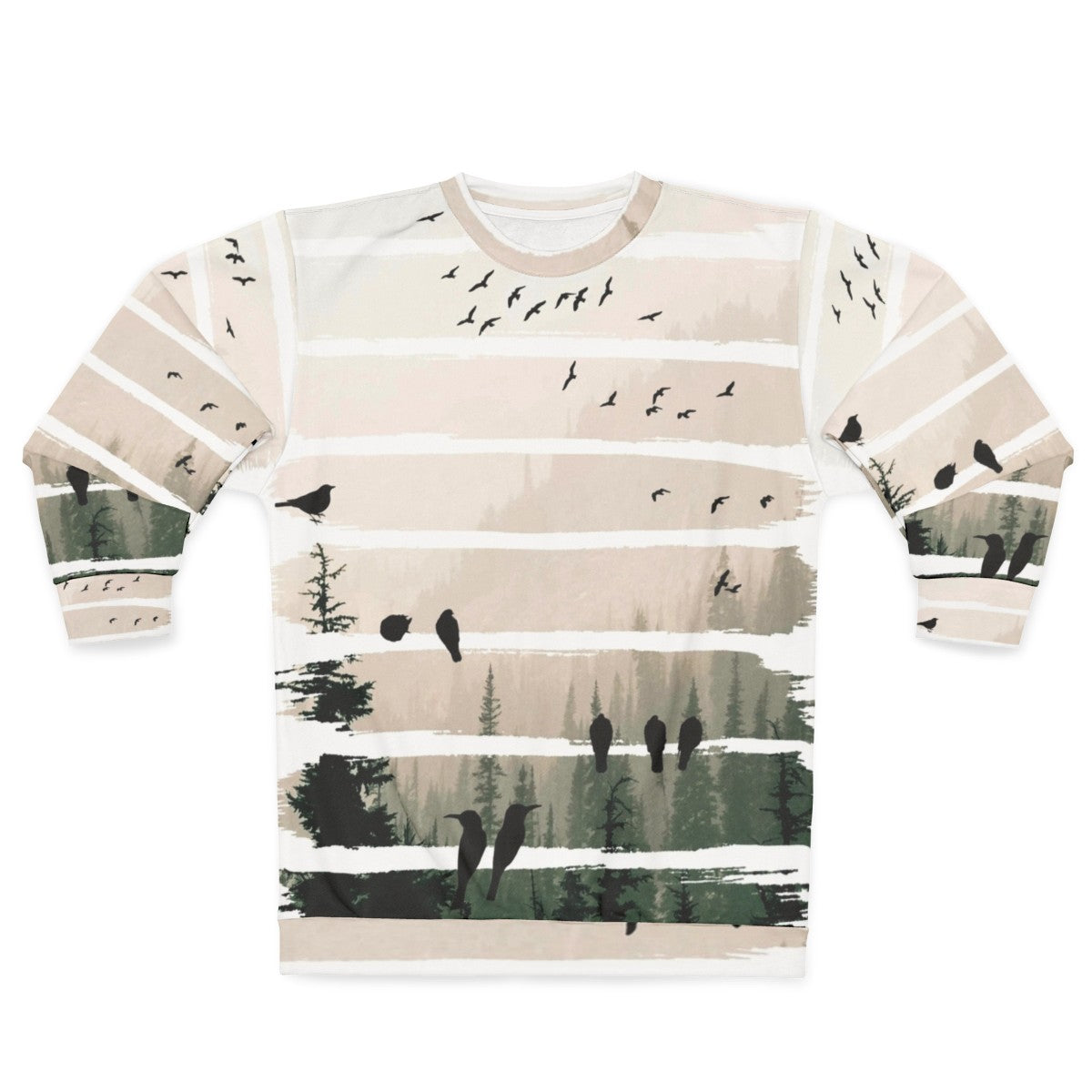 Birds watching birds at sunset abstract nature sweatshirt