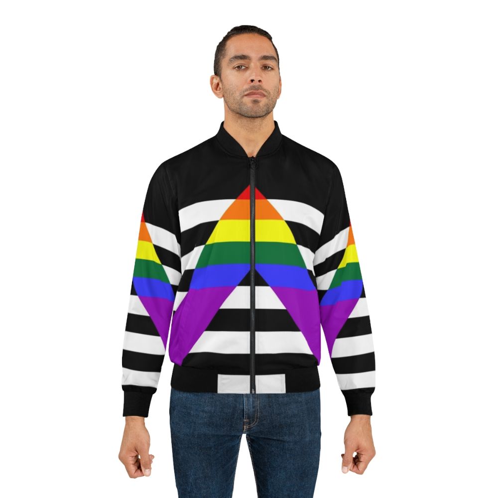 Straight Ally Pride Flag Bomber Jacket with Rainbow Design - Lifestyle