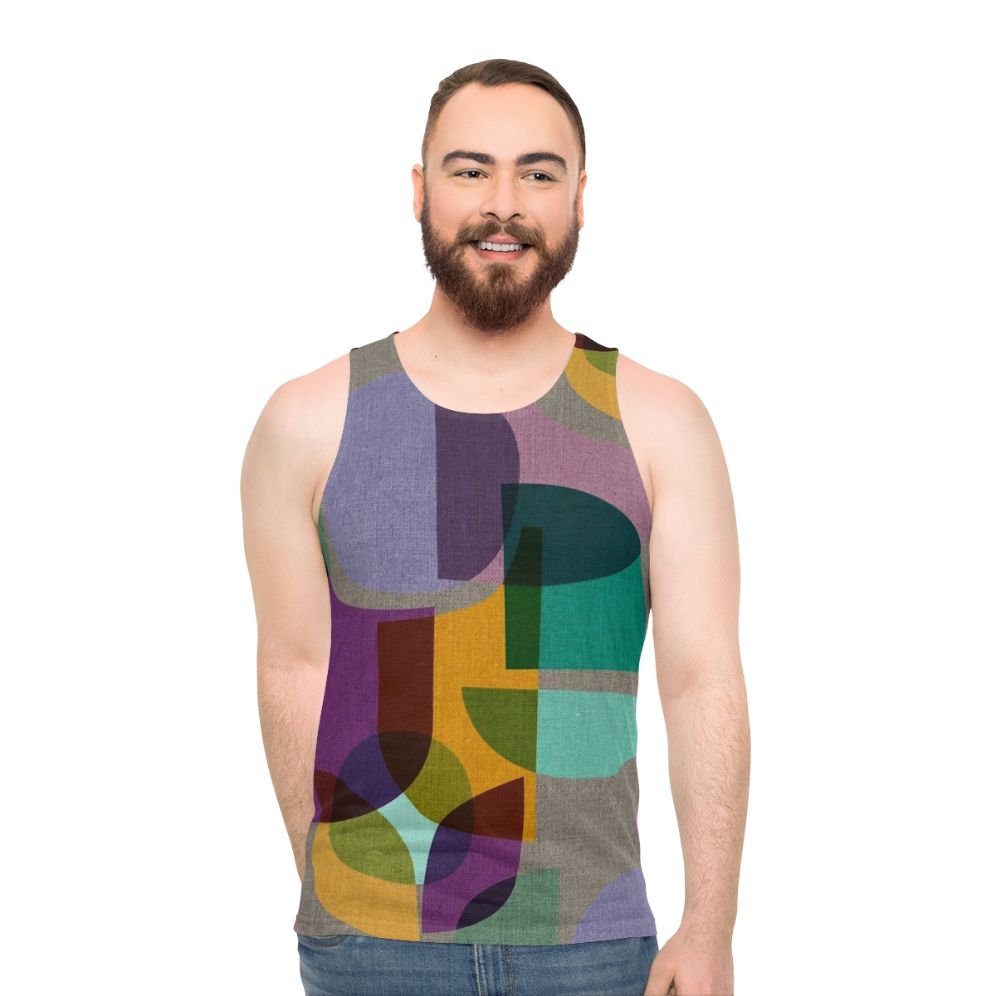 Colorful mid century inspired kaleidoscope pattern unisex tank top - men