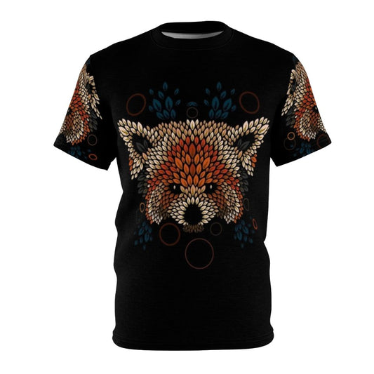 Stylized red panda face vector illustration on a t-shirt