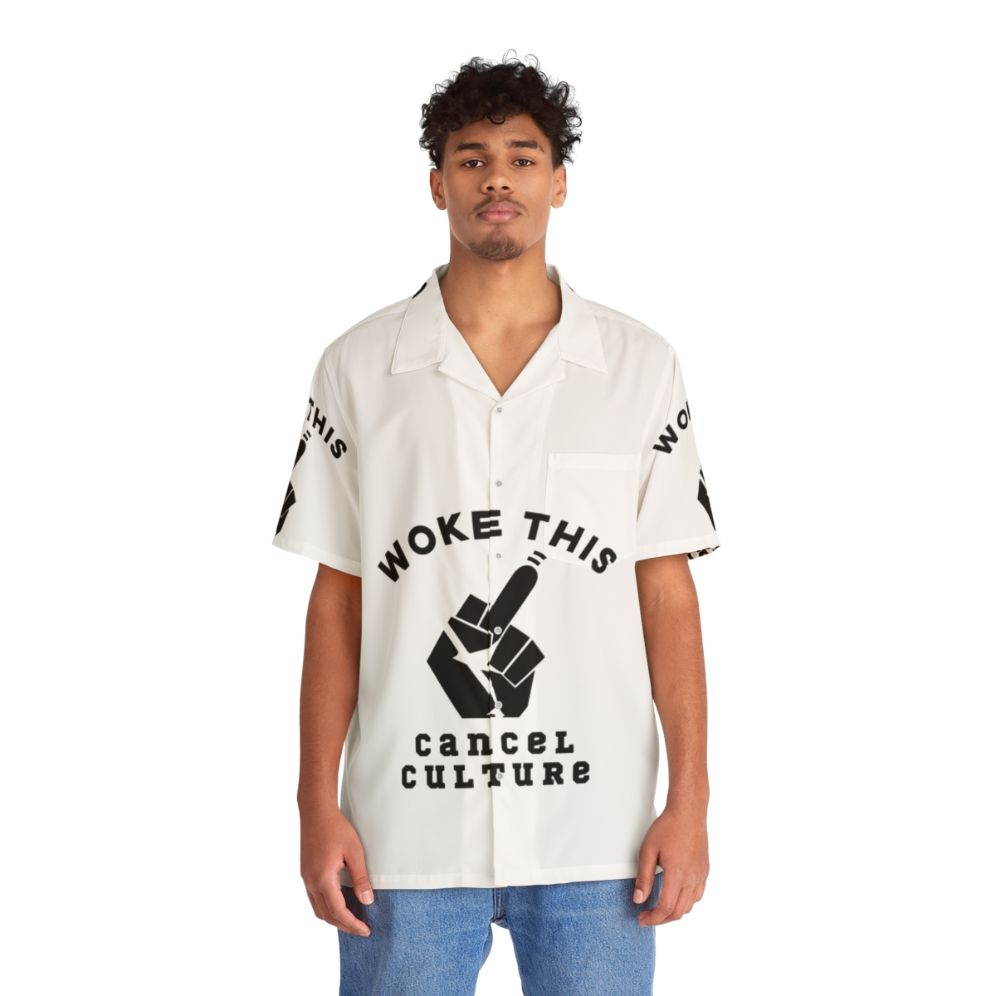 Funny anti-woke hawaiian shirt with political satire design - Lifestyle