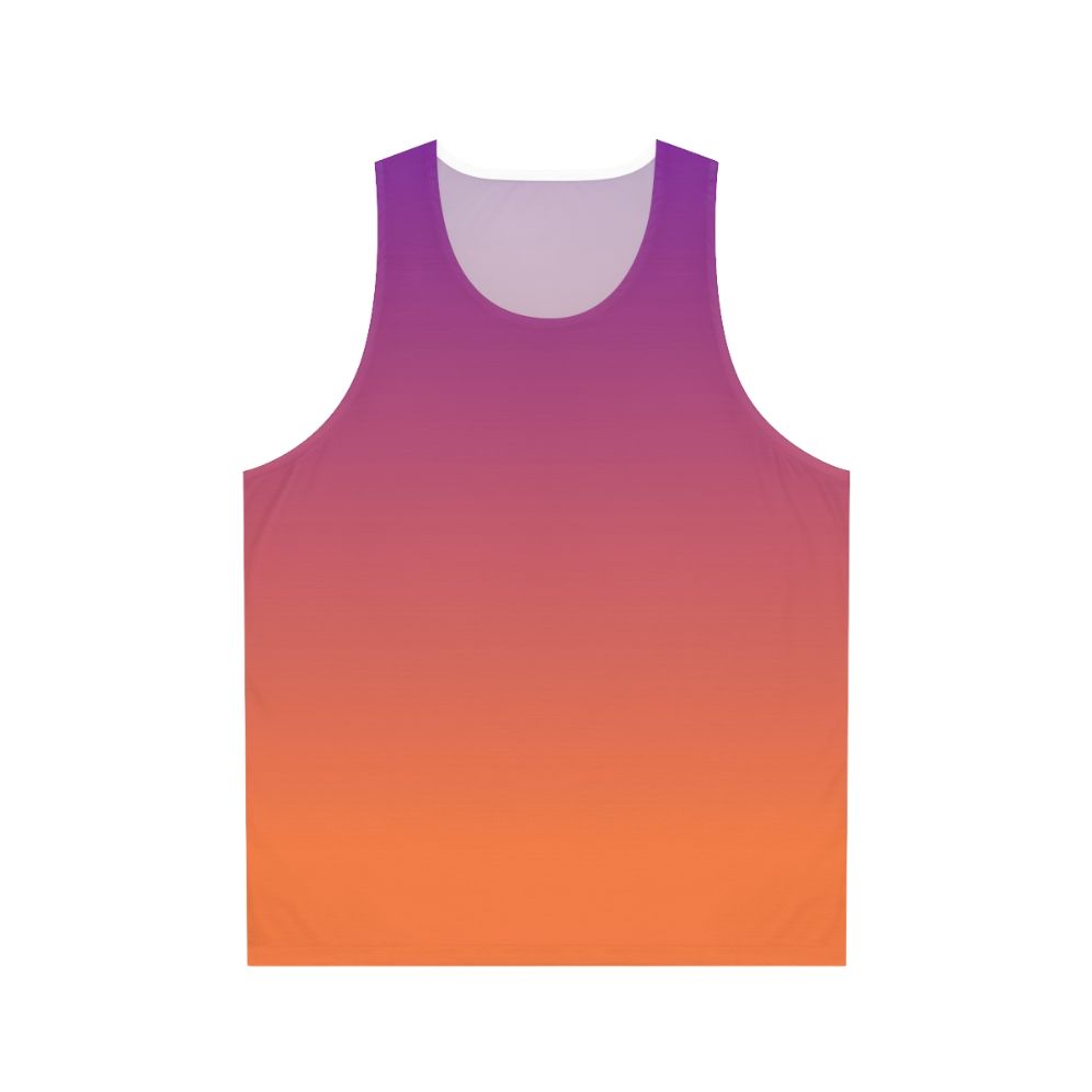 Vibrant orange and purple gradient unisex tank top