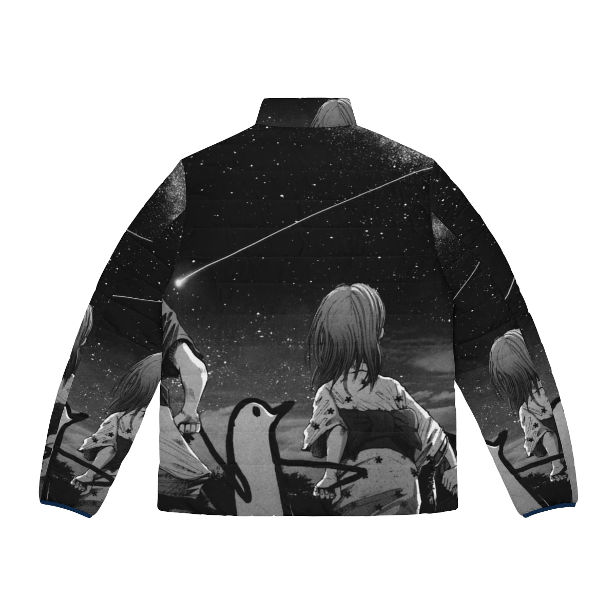 Oyasumi Punpun Milky Way Puffer Jacket featuring the iconic Punpun character from the popular manga series - Back