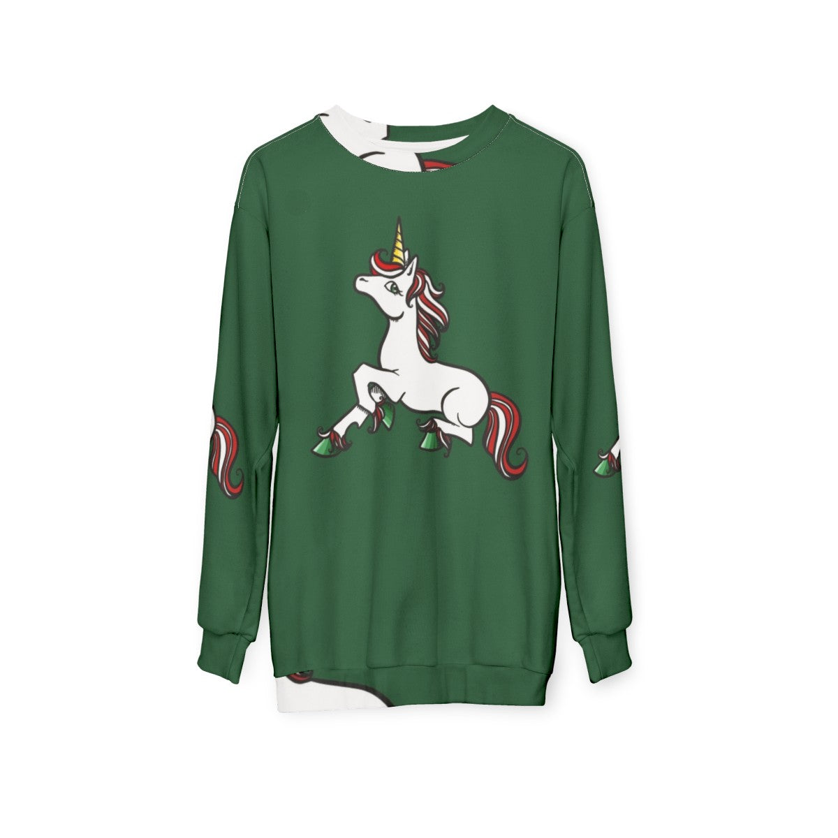 Christmas unicorn sweatshirt with a cozy and enchanting design - hanging