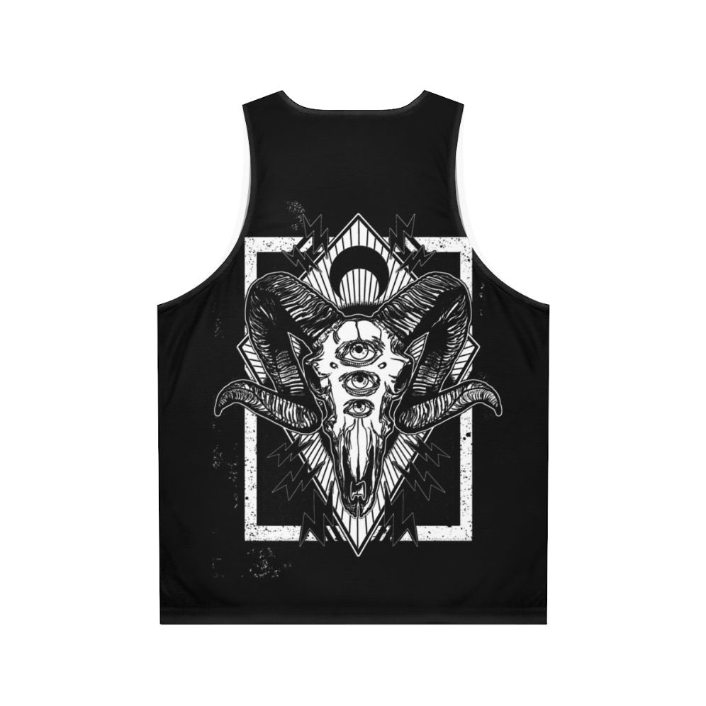 Monochrome ram skull unisex tank top - Back