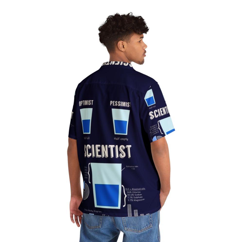 Optimist Pessimist Scientist Hawaiian Shirt - Funny Science Pun - People Back