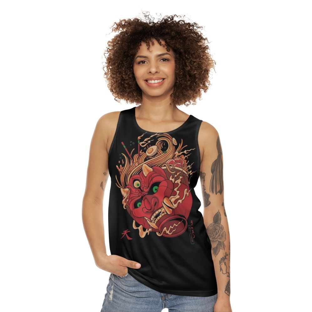 Gekido Ramen Unisex Tank Top featuring Japanese cultural elements and gaming influences - women