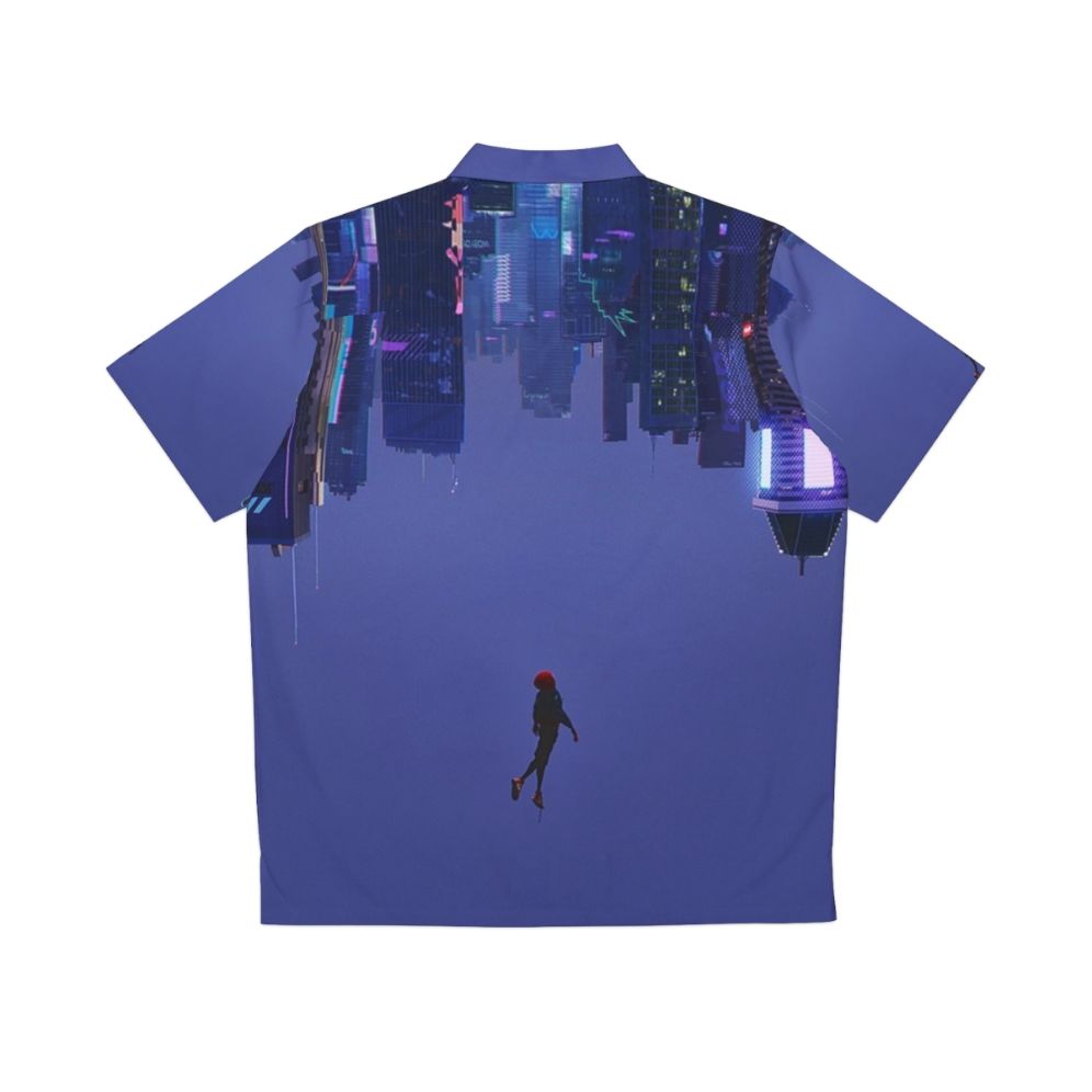 "Miles Morales Spider-Man Hawaiian Shirt with Inspirational City Skyline Design" - Back