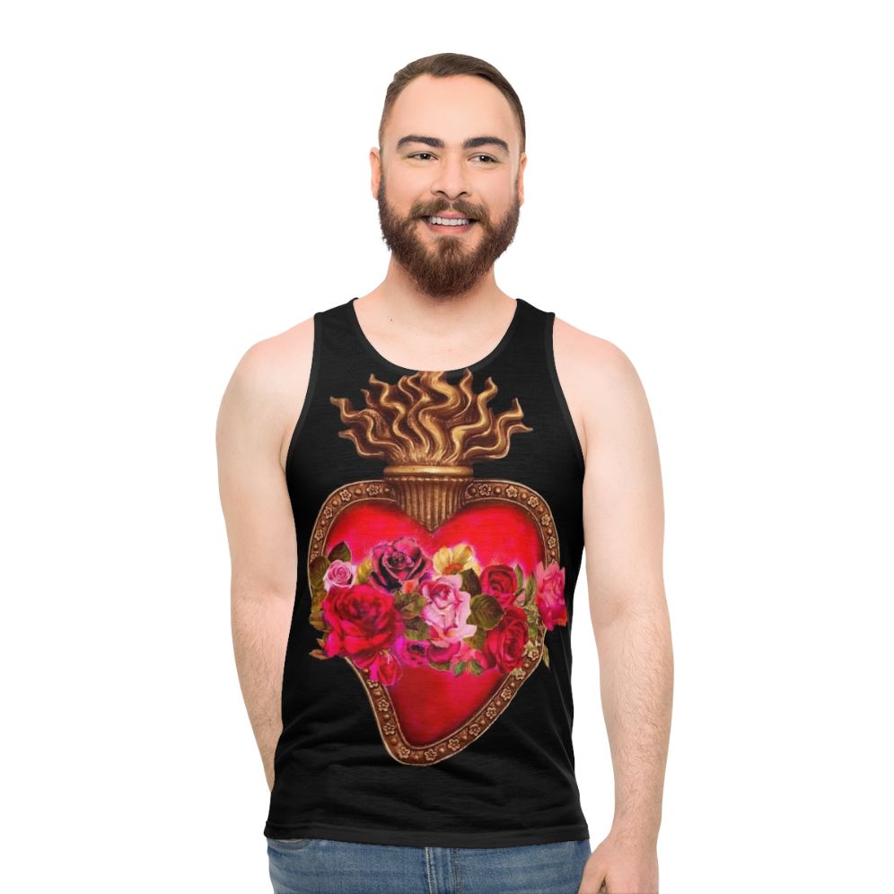 Red sacred heart and immaculate heart unisex tank top - men