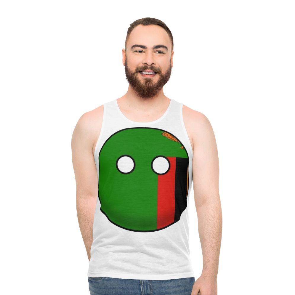 Zambia flag countryball design on a unisex tank top - men