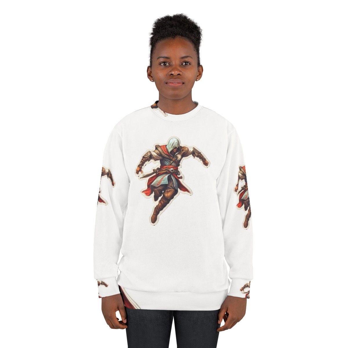 Assassins Creed Sticker Sweatshirt with Fan Art Design - women