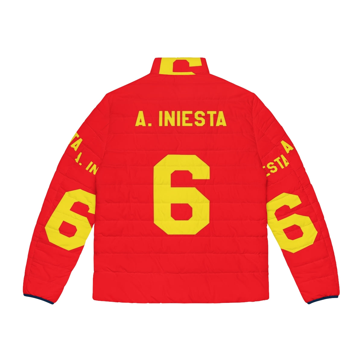 Iniesta Number 6 Spain Football Puffer Jacket - Back