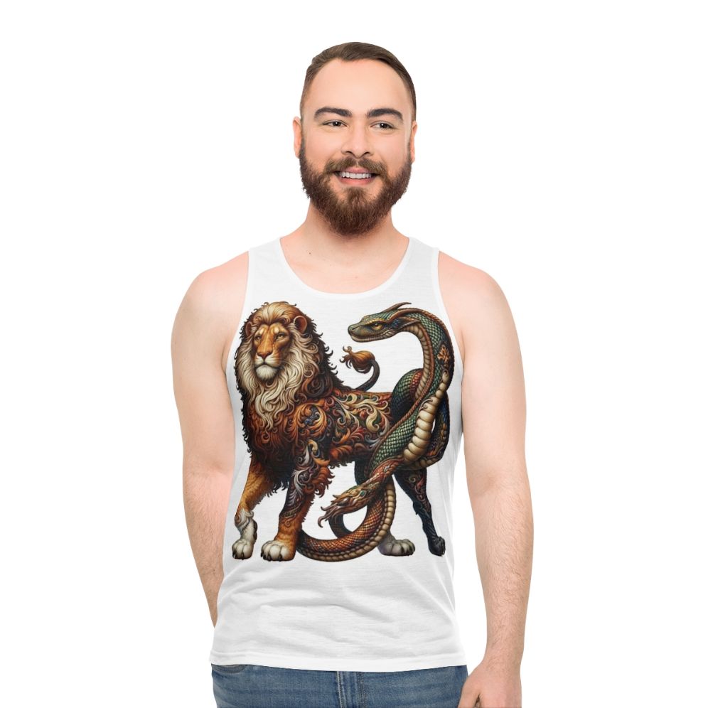 Embroidered mythical creatures unisex tank top - men