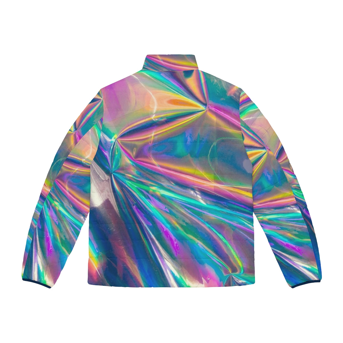 Holographic puffer jacket in vibrant rainbow colors - Back