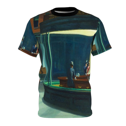 T-shirt featuring a reproduction of the famous painting "Nighthawks" by American artist Edward Hopper