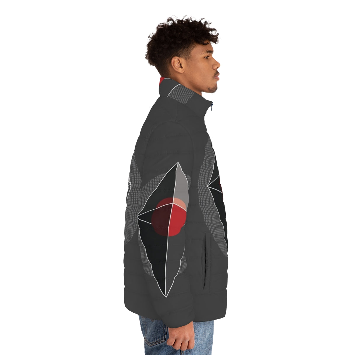 No Man's Sky Atlas Puffer Jacket featuring the iconic plumbob symbol - men side right