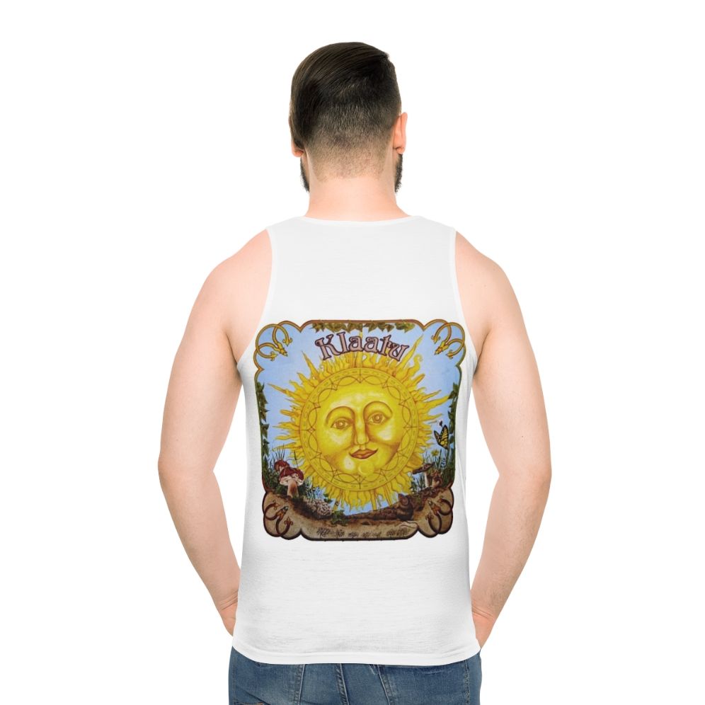 Vintage Unisex Klaatu Tank Top with Psychedelic and Folk Music Inspired Design - men back